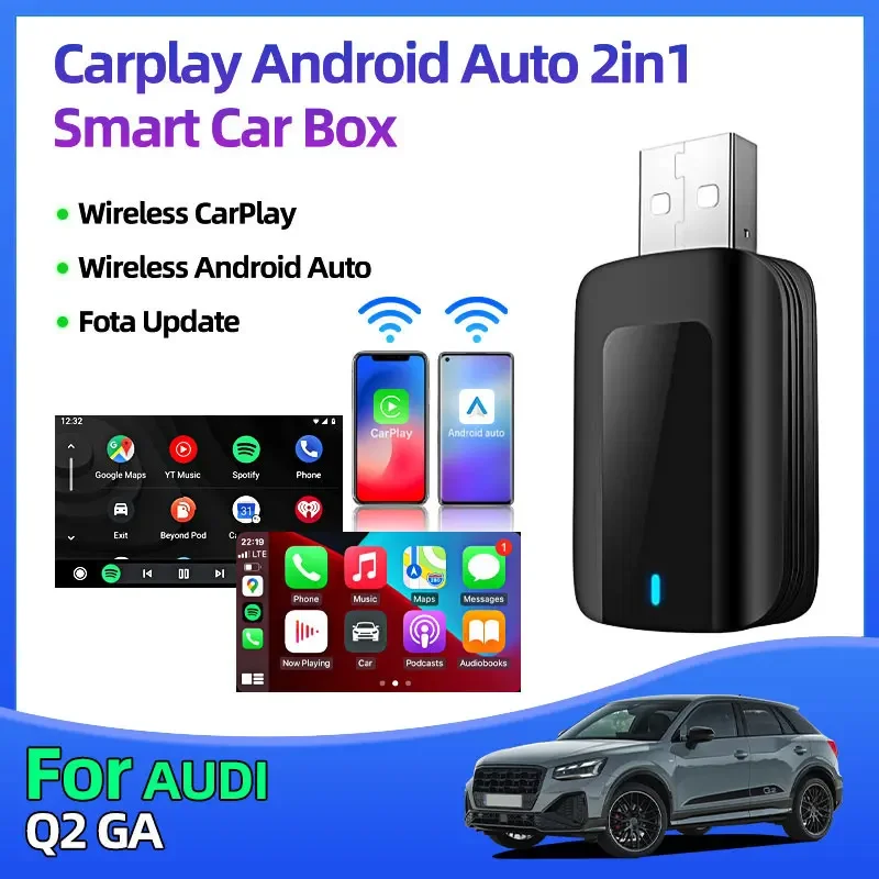 Для Audi Q2 GA Android Smart Ai Box Проводной к беспроводному адаптеру Carplay Android Auto WiFi Dongle Box Fota Обновление автомобильных аксессуаров