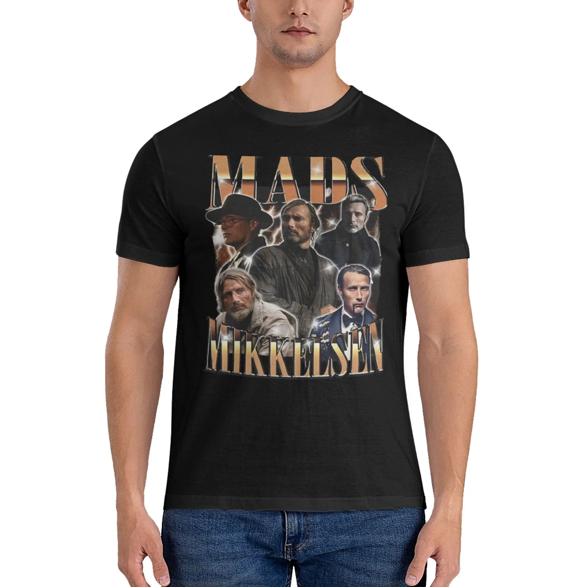 Фото Hannibal Mads Mikkelsen Bootleg Винтажная футболка Мужчины Женщины Футболки из чистого хлопка с круглым воротником Футболка с короткими рукавами Одежда больших размеров №2