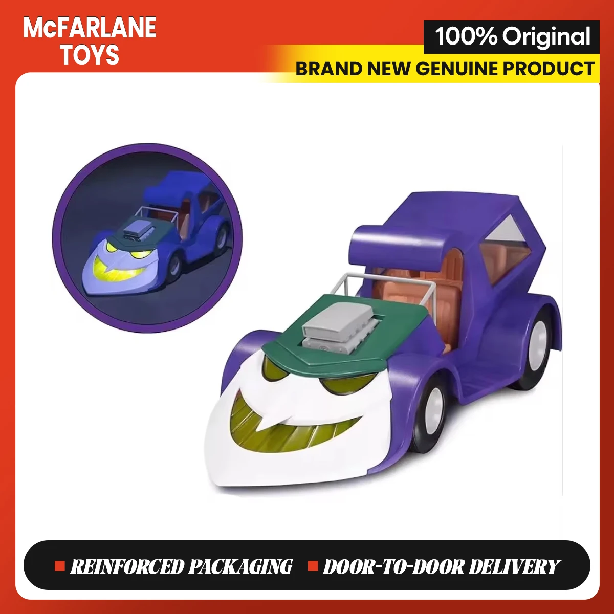 Оригинальные игрушки McFarlane, анимированная серия, мобильный автомобиль «Джокер», может излучать свет, ручная подвижная модель, коллекция, подарок