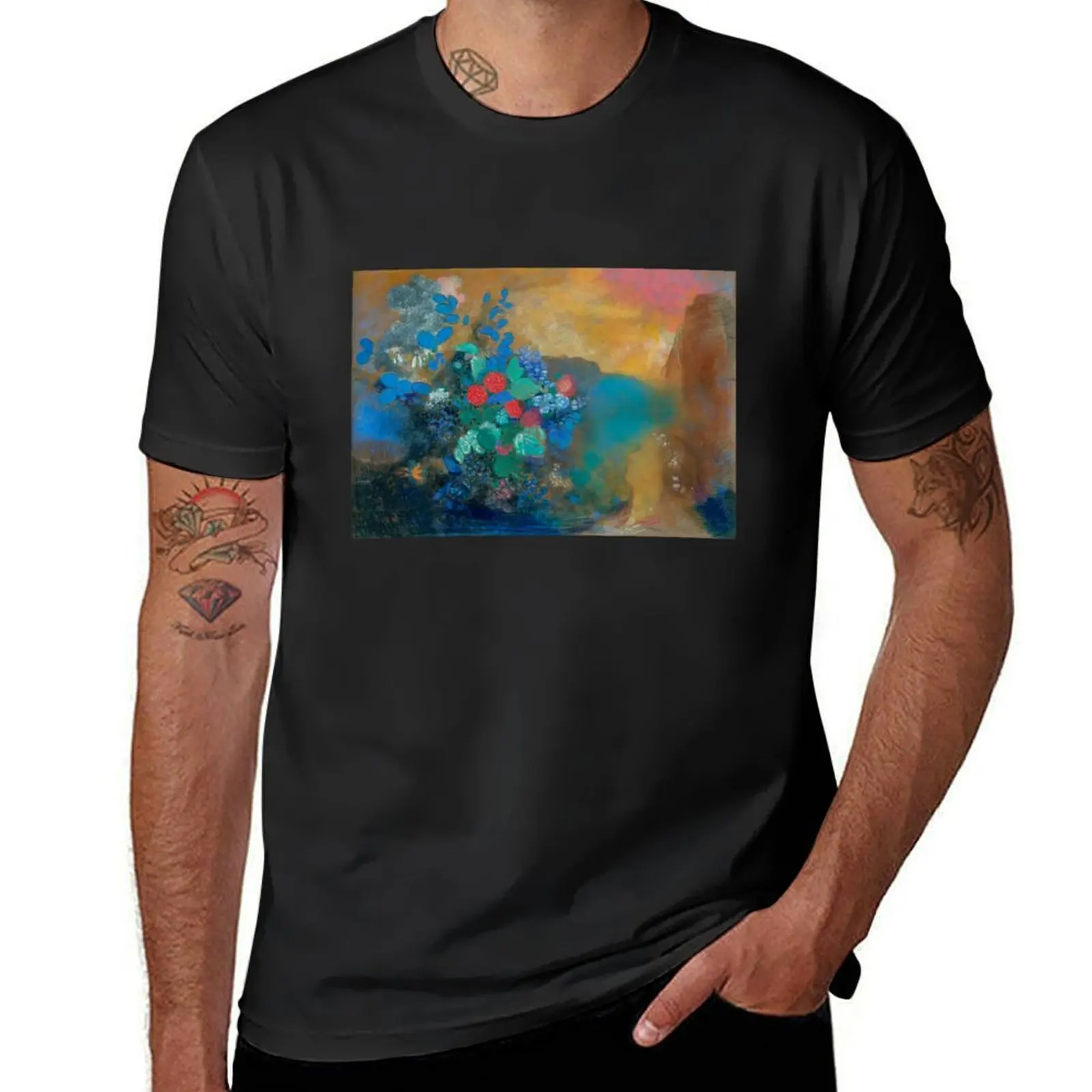 Винтажная футболка Odilon Redon Ophelia Among the Flowers 1976, персонализированные винтажные мужские футболки с рисунком, пакет