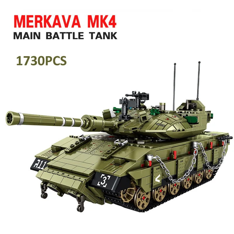 Второй мировой войны, военная армия, Меркава MK4, основной боевой танк, модель, конструктор, солдаты, фигурки, кирпичи, детские игрушки «сделай...