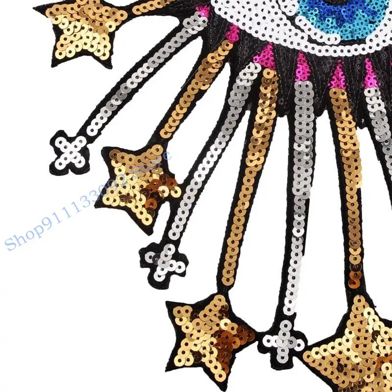 H9ED Cartoon Cartiful Big Stars Eye Sew/Iron на аппликациях блестящие блестки вышив