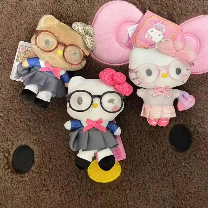 Фото Kawaii Sanrio Hello Kitty Jk, униформа, брелок, милый мультяшный Kt Cat, очки, подвеска для девочек, изысканная сумка, аксессуары, подарок №2