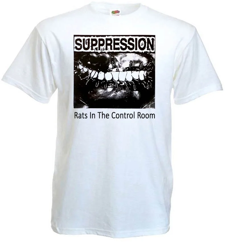 Футболка Suppression v4 в стиле хардкор-панк белая, все размеры S-5XL
