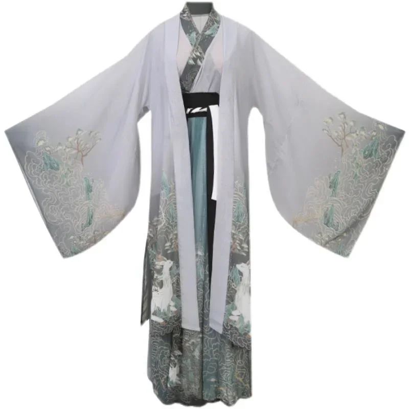 Фото Hanfu Wei Jin-Camisa de manga grande con cuello cruzado, camisa fresca y elegante de Hada, отличной de estilo chino, унисекс №5
