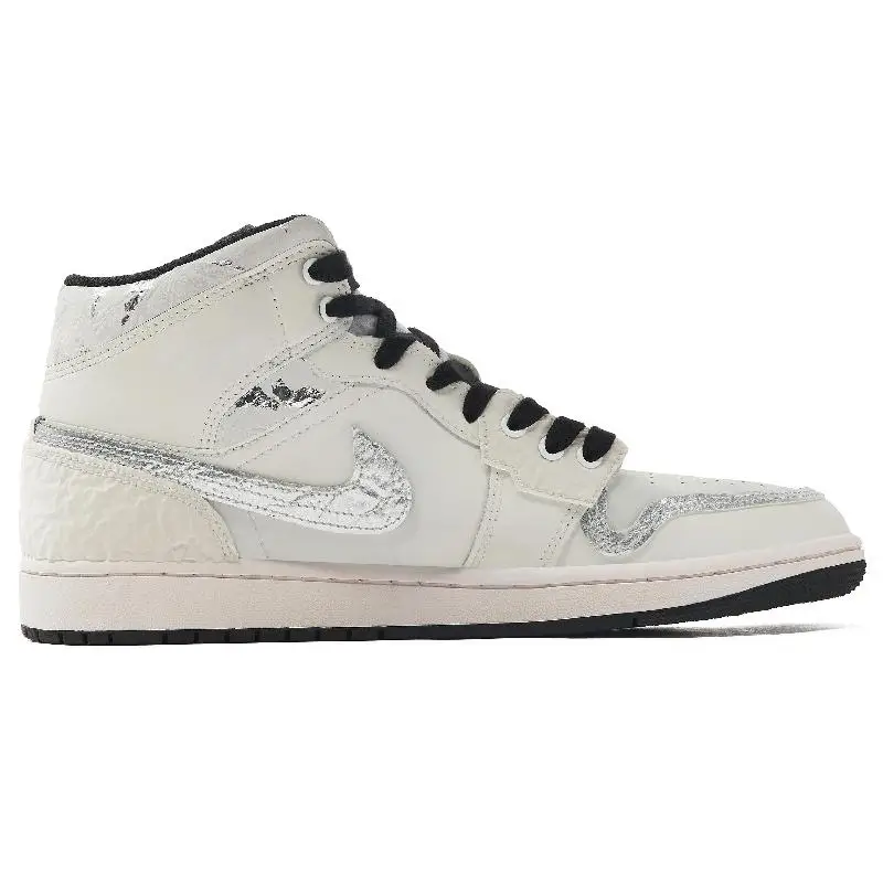 Фото 【Настроить】Винтажные баскетбольные кроссовки Air Jordan 1, мужские белые/черные кроссовки средней высоты DQ8426-132 №3