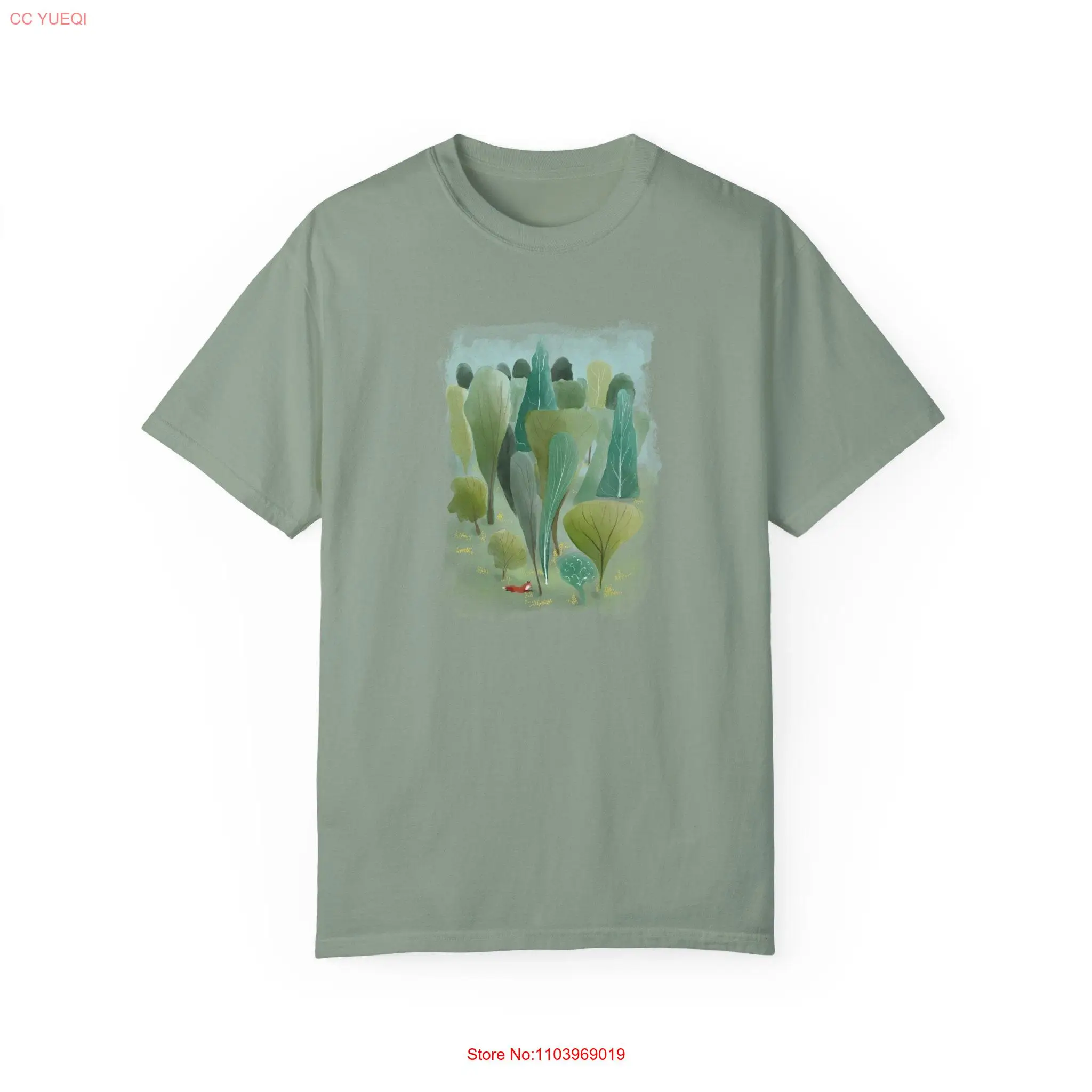 Футболка Fox In The Woods D Dreamy Abstract Forest Watercolor Comfort Colors Fantasy с длинными или короткими рукавами