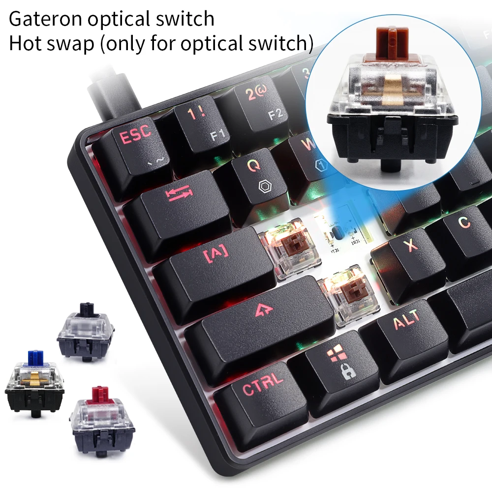 Фото Дропшиппинг Skyloong Gk61 Sk61 Rgb 60% мини-клавиатура Gateron оптический переключатель игровая механическая клавиатура №2