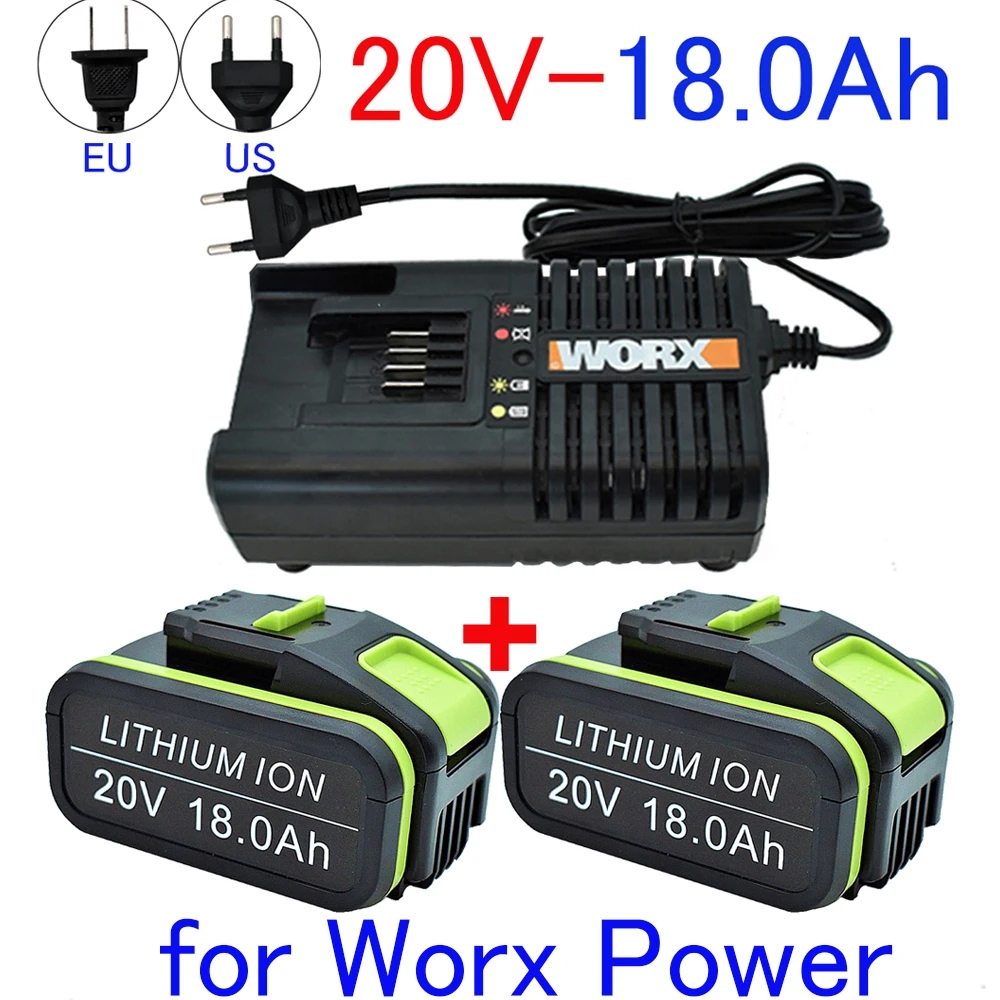 Сменный литий-ионный аккумулятор Worx Max, 20 В, 18000 мАч WA3551 WA3551.1 WA3553 WA3641 WX373 WX390, перезаряжаемый инструмент