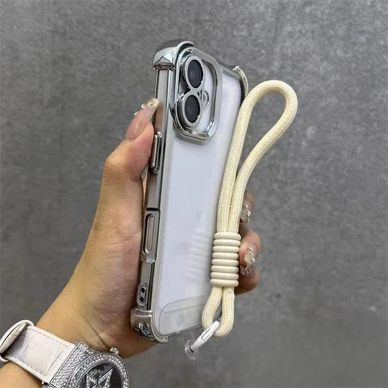 Для Realme 14 13 12 11 9 Pro Plus Speed 8 8S 7i 5 5s 5i 6i 2 5G 4G Рамка с покрытием Корпус с ремешком Веревка Противоударный мягкий чехол