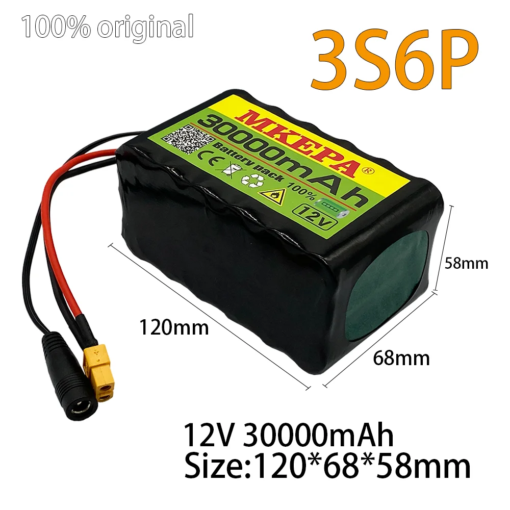 Аккумулятор 3S6P orline XT60 18650 Вт, 12 В, 30 А ч, 40 А, 30000 литийионных 400 А, для электросамоката
