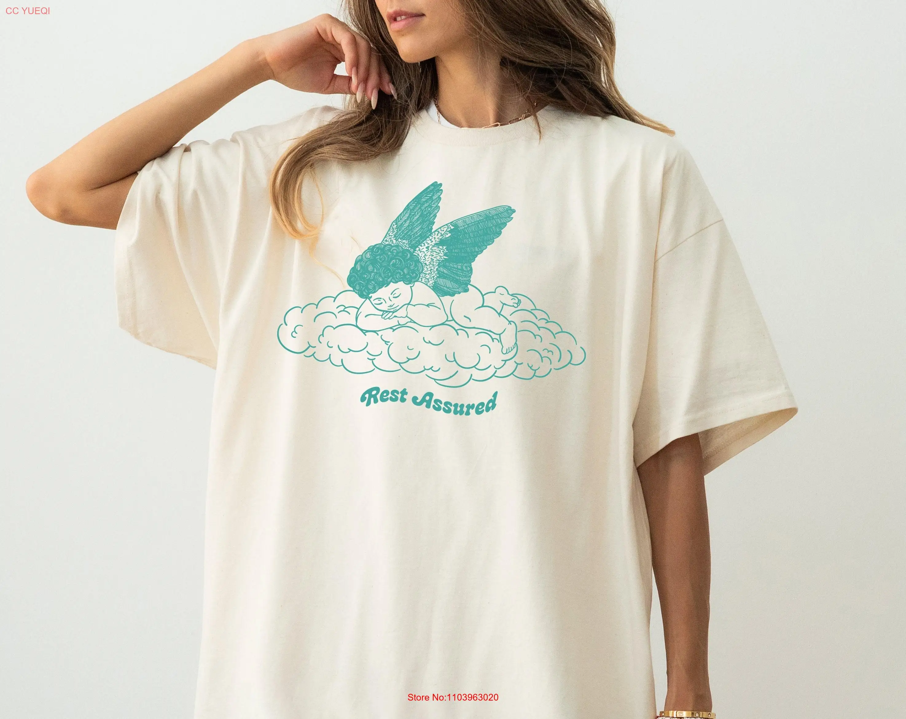 Футболка Rest Assured Cupid Angel Heaven Cherub Peace Cloud Dreaming Cute Sleep Pajama Art Эстетический комфорт Цвета GifT
