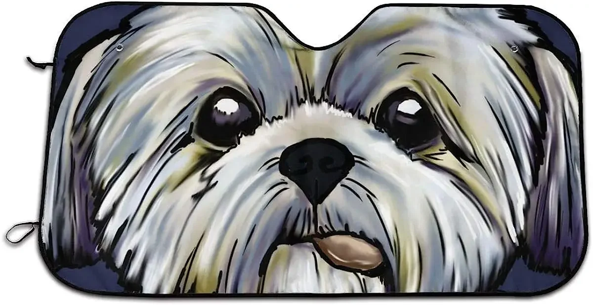 Naughty Shih Tzu Dog Art, милый тематический солнцезащитный козырек на лобовое стекло, автомобильные окна, интерьерная Обложка, детский Декор, уличный автомобильный солнцезащитный козырек