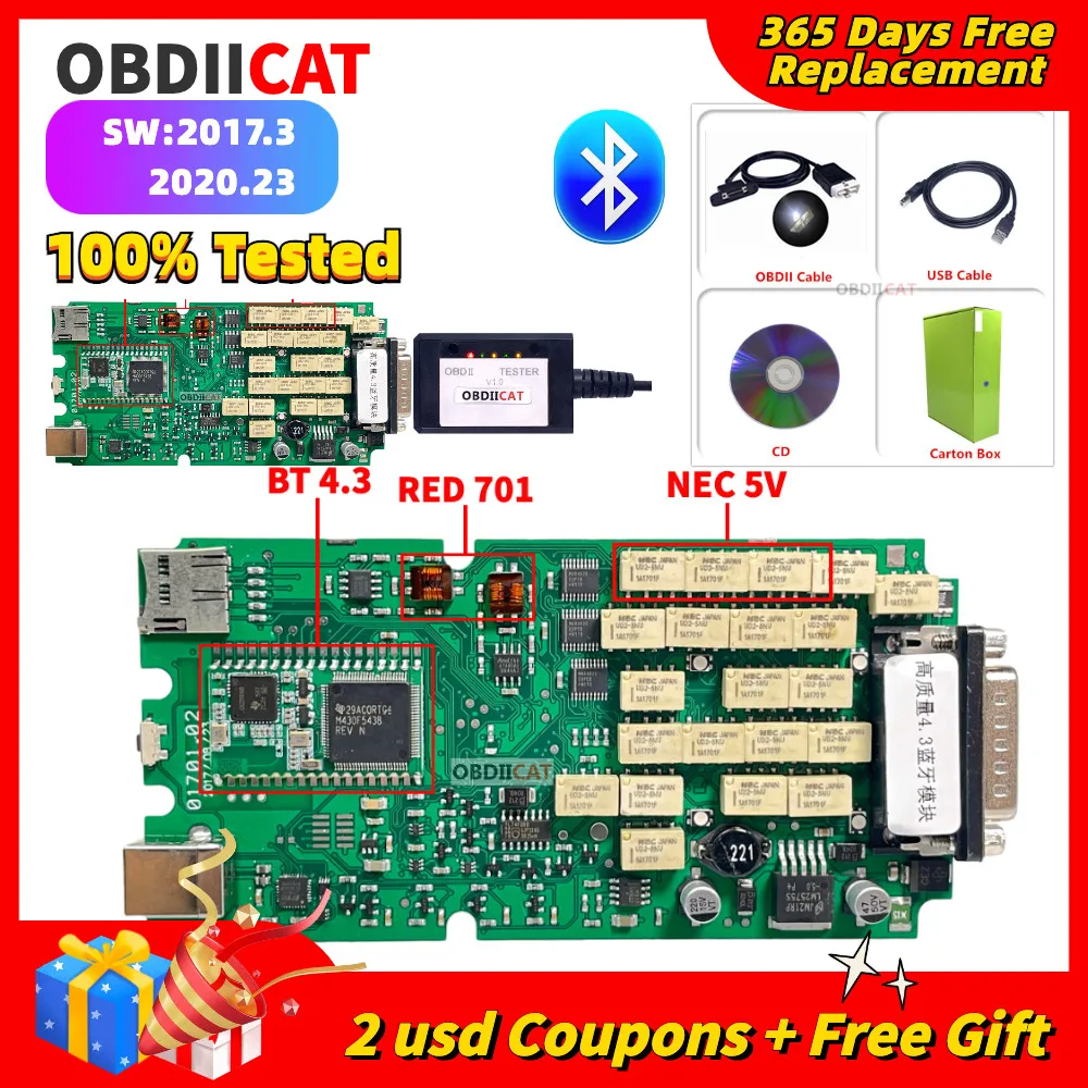OBDIICAT Автомобильные диагностические кабели и разъемы Черный TCS PRO OBD2 Сканер Красный с ключевым генератором Сканер VCI ...