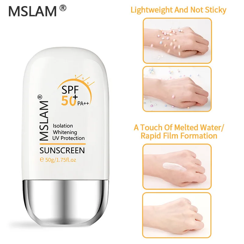 MSLAM, физический солнцезащитный крем SPF50 +, солнцезащитный крем, увлажняющий УФ-защитный увлажняющий консилер