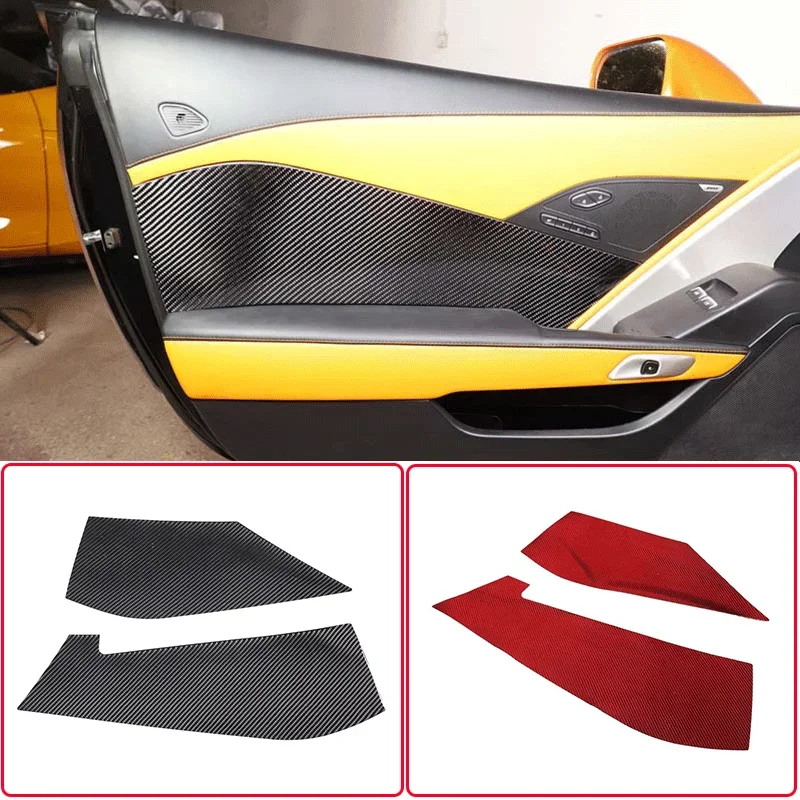 Фото Для Chevrolet Corvette C7 2014-19 годов, мягкое углеродное волокно, Стайлинг автомобиля, наклейка на дверную панель автомобиля, аксессуары для защиты салона автомобиля №4