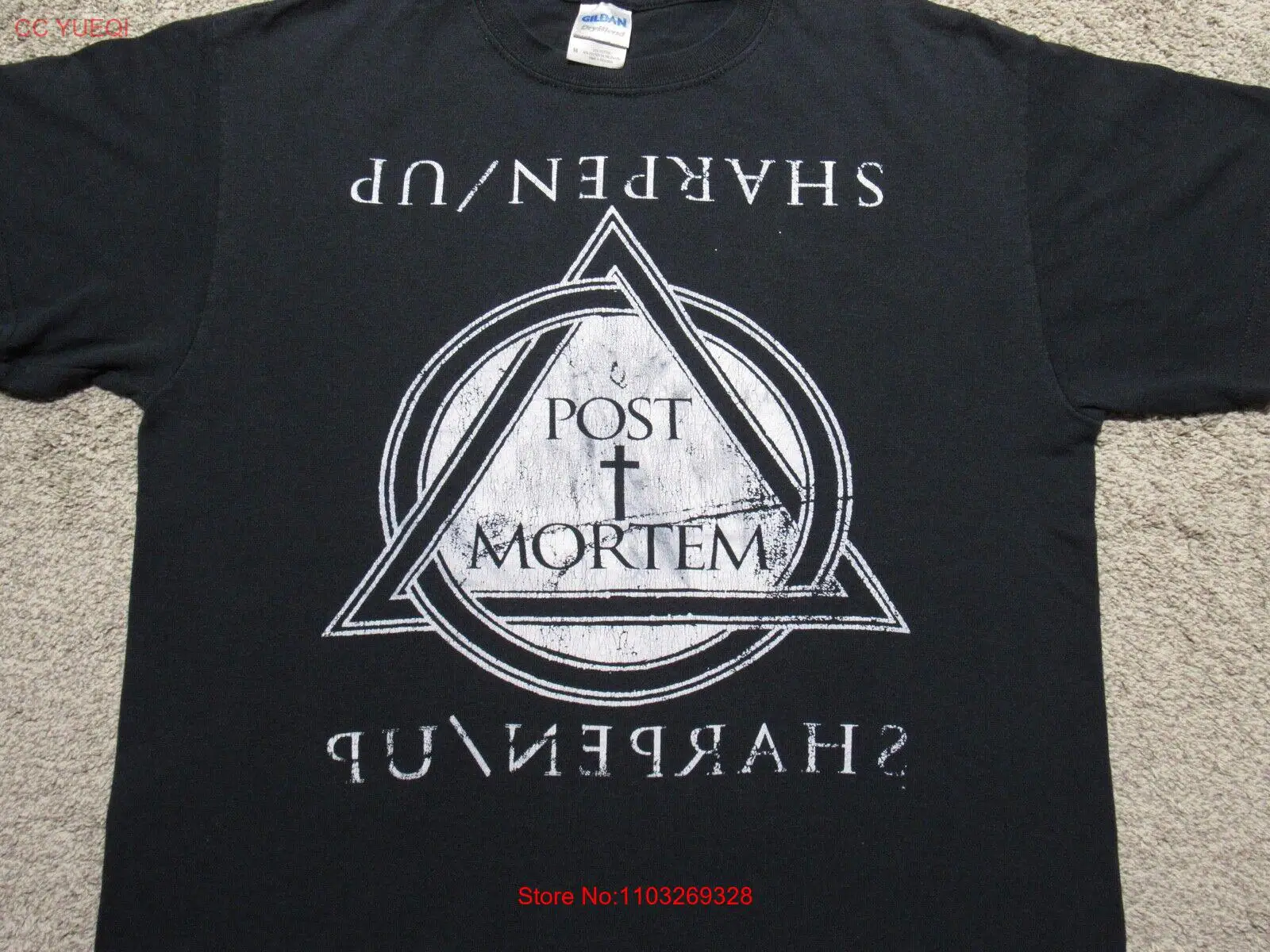 SHARPEN/UP ФУТБОЛКА Post Mortem Мужская MED 00s Band Tour Concert Y2K CD LP 2000-х M