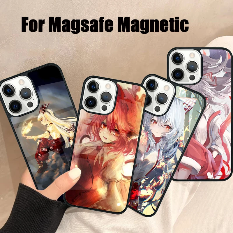 Fujiwara no Mokou Magsafe чехол для телефона для iPhone 16, 15, 14, 13, 12, 11 Pro Max Plus, мини-зеркало, беспроводной магнитный чехол