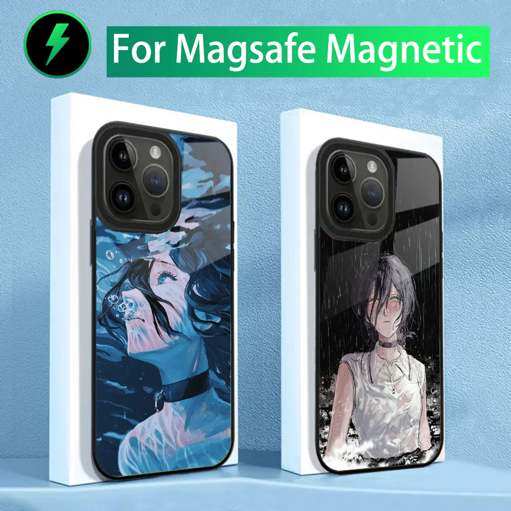 C-бензопила-M-Man Reze чехол для телефона iPhone 15,14,13,12,11,Plus,Pro,Max Mini Magsafe Магнитная Беспроводная зарядка