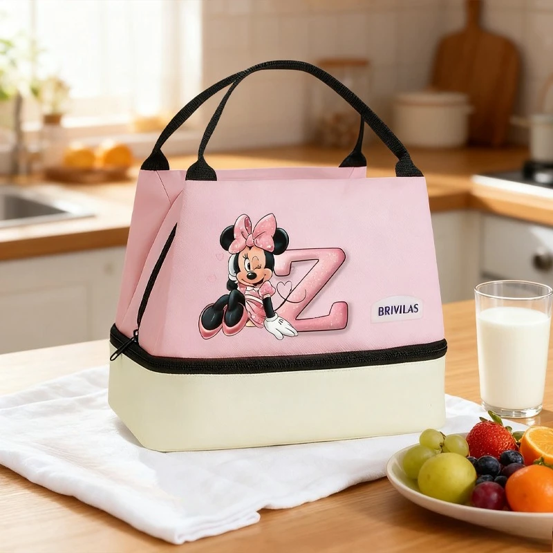 Фото 2025 New Minnie Mouse Lunch Bag Girls Cute Insulation Bento Pack Thermal Food Bag Meal Pack IcePack Children Bento Lunch Handbag №2
