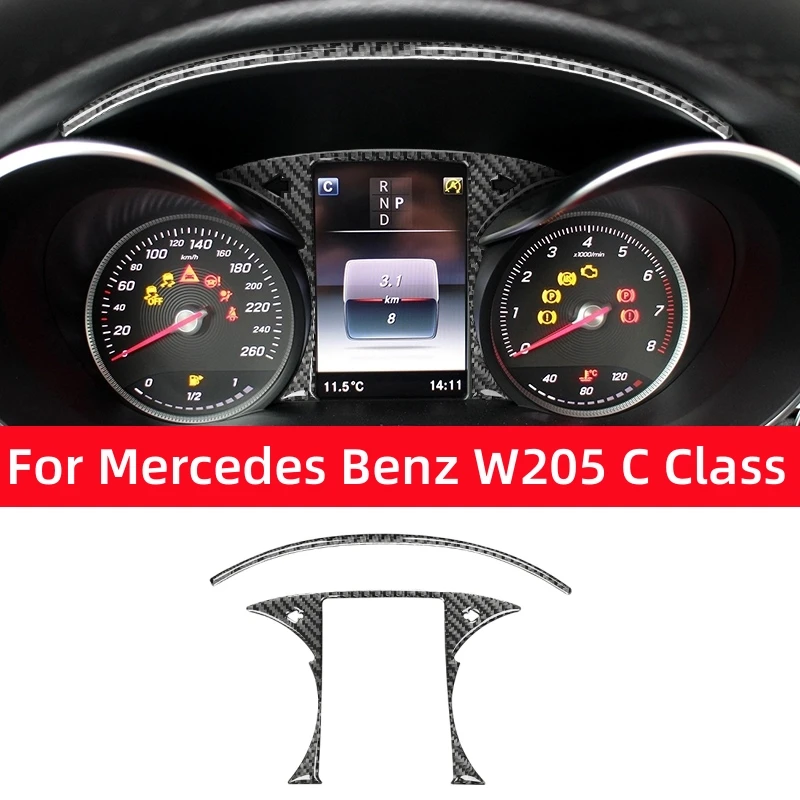 Для Mercedes Benz C Class W205 2015-2021 углеродное волокно автомобильный инструмент Спидометр декоративная рамка наклейки чехол автомобильные аксессуары