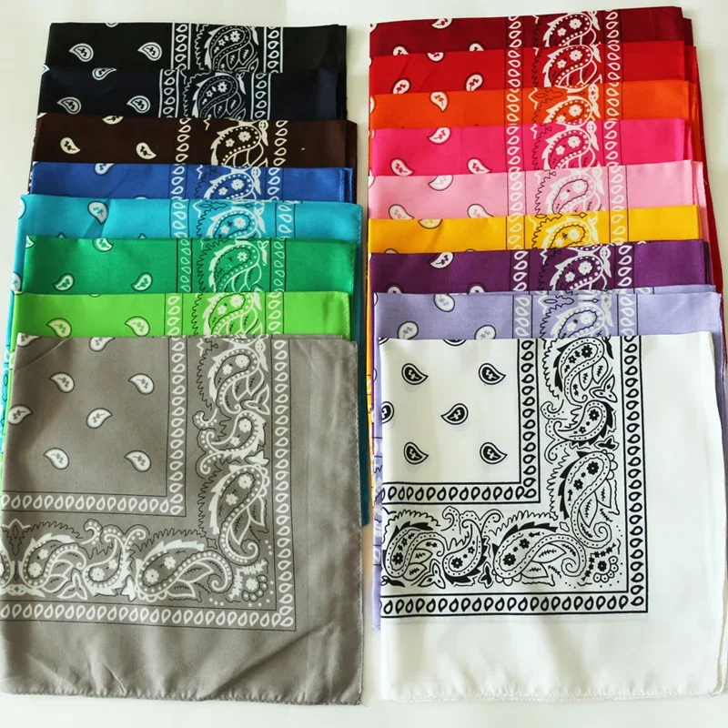Фото Бандана Algodão в стиле хип-хоп Para Homens Mulheres Lenço Quadrado Paisley Preto Vermelho Bandana Impressa Meninos Meninas 54см X 54см №3
