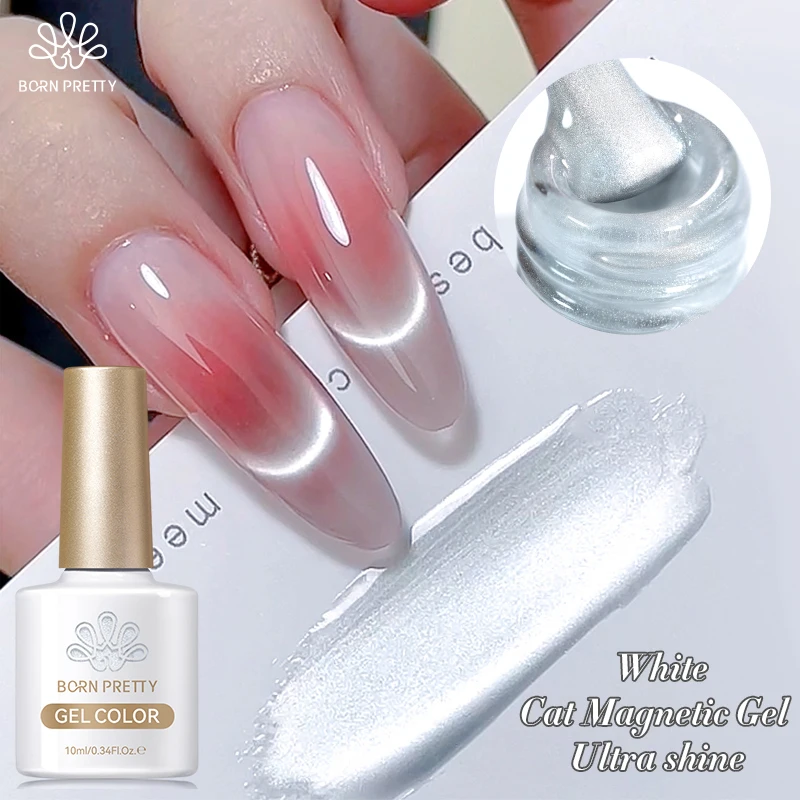 BORN PRETTY 10 мл Flow Light White Cat Магнитный гель-лак для ногтей Ультра блеск Soak Off УФ-гель Зеркальное стекло Cat Magnet Гель-лак