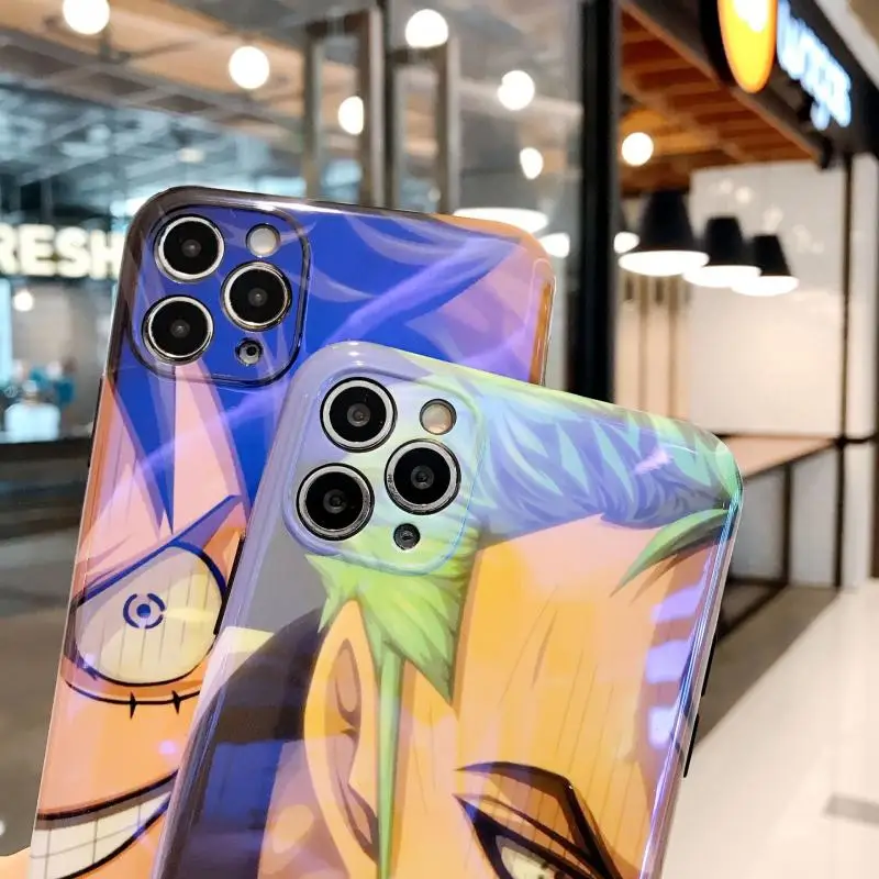 Фото Bandai, мультяшный телефон для iphone14 Pro Max13 12 11 Plus Roronoa Zoro Monkey D. Ударопрочный чехол с аниме Луффи Сон Гоку Фриза №4