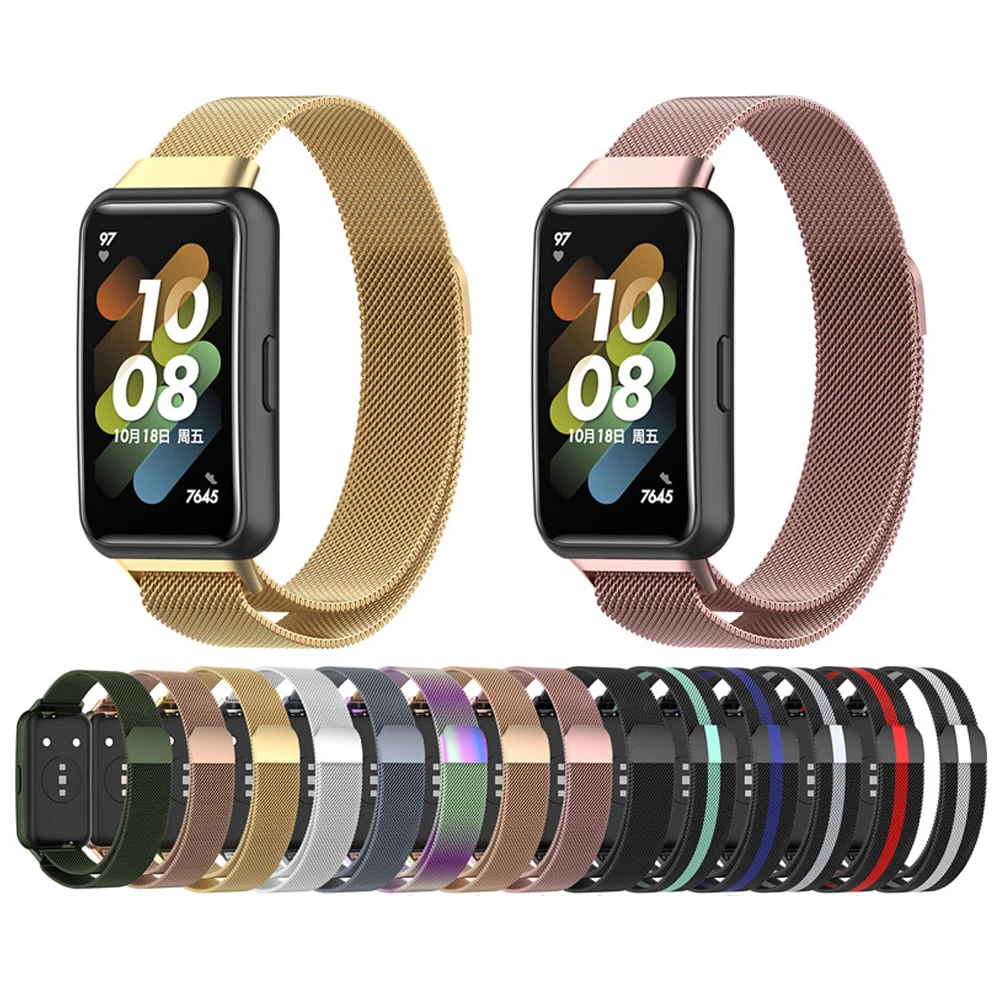Фото Ремешок из нержавеющей стали для смарт-часов Huawei Band 7 Honor 6, браслет с магнитной петлей из нержавеющей стали для Huawei Band 6 №1