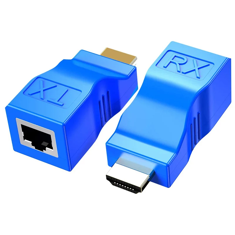 2 упаковки удлинителей, к RJ45 преобразователю, ретранслятор над Cat 5E / 6 1080P до 30 м удлинитель для HDTV PS4 STB 4K 2K