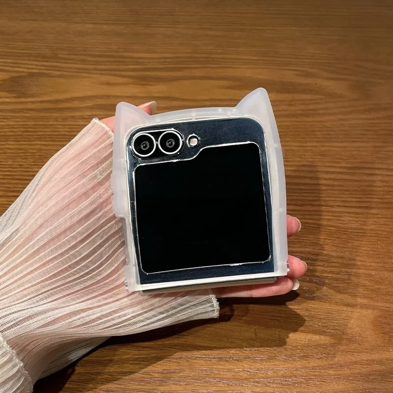 Фото Чехол с 3D кошачьими ушками и мультяшным рисунком для Samsung Galaxy Z Flip 6 5 4 3 5G Flip6 Flip5 Защита Lovely Flip4 zflip 6 z5 Набор шарнирных милых чехлов №3