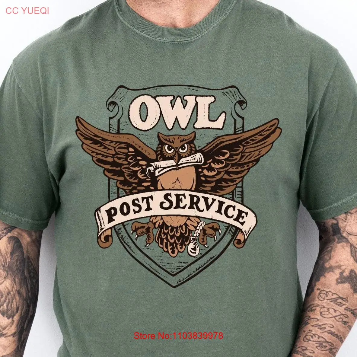 Comfort Colors Owl Post Service T Shirt Cute Vacation Nerd Book Worm Fantasy Wizard Lover long or short sleeves