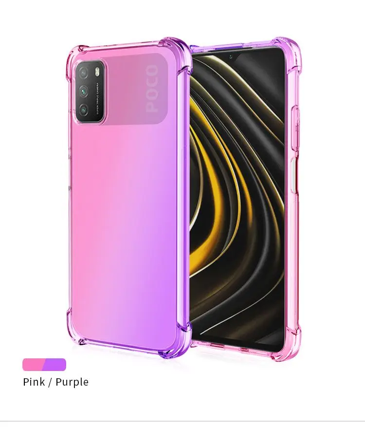Подходит для Xiaomi Poco M3 Fusion, градиентный цветной противоударный Модный чехол для телефона