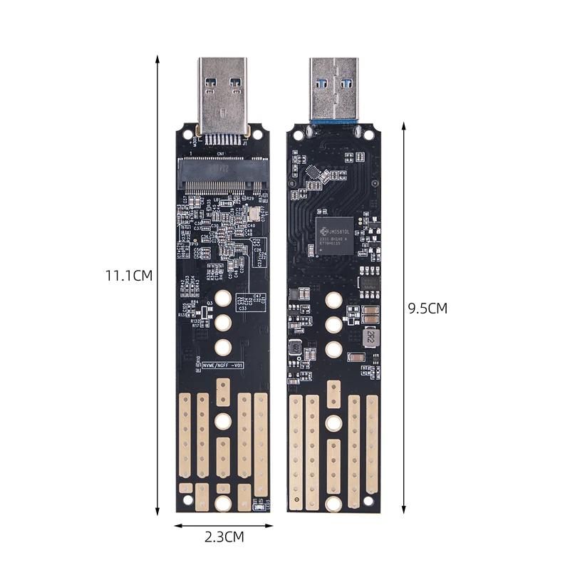 Фото Двойной протокол M.2 SATA/NVME SSD адаптер преобразователь карты JMS581DL чип M2 в USB 3.1 Тип-а поддержка 2230 2242 2260 2280 M2 SSD №2