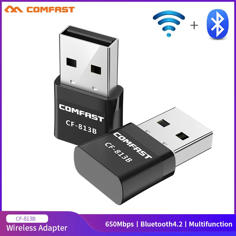 2-в-1 USB WiFi Bluetooth беспроводной адаптер 650 Мбит/с 2,4G и 5,8G Двухдиапазонная сетевая карта WiFi BT донгл AP приемник для Windows Mac