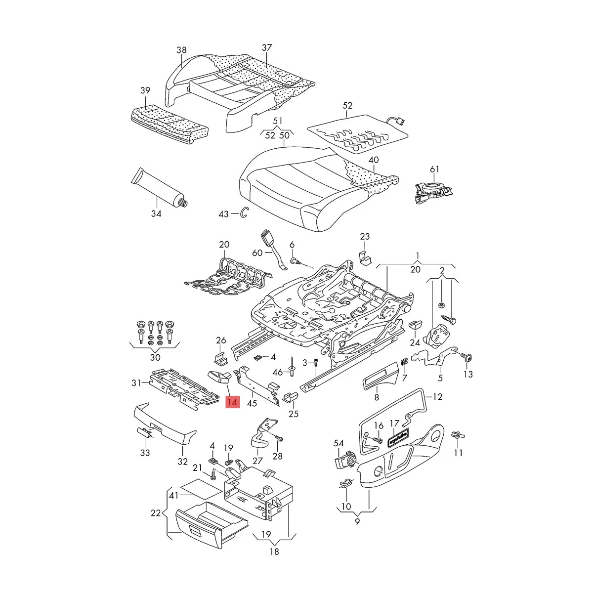 Новая ручка регулировки сиденья для VW Golf Jetta Polo Caddy Tiguan Skoda Octavia Karoq Kodiaq Fabia Seat Leon Ibiza Arona 5NA881253 (art.: 3920bdba653e1) - 3920bdba653e1