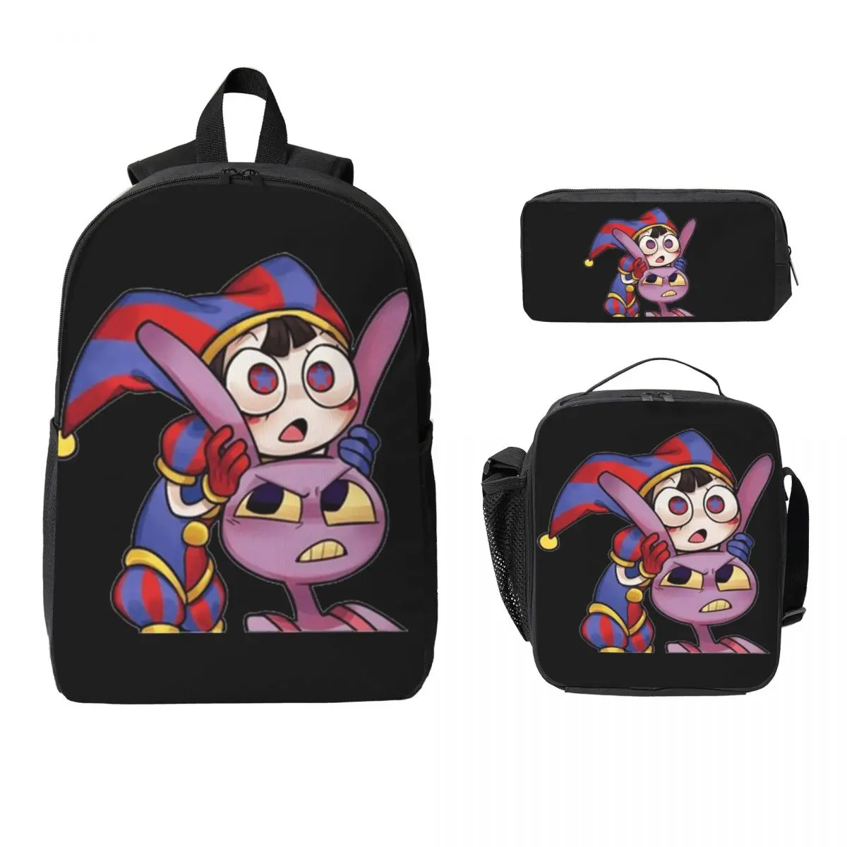 Pomni Tadc Jax The Amazing Circus Рюкзак для мальчиков и девочек BookBag Школьная сумка для ноутбука Сумки на плечо 3ps Изолированная сумка для обеда Пенал Рюкзаки