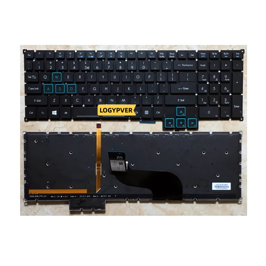 Клавиатура с подсветкой для ноутбука Acer Predator 15 G9-591 G9-592 G9-593 17 G9-791 черный ноутбук с английскими голубыми клавишами
