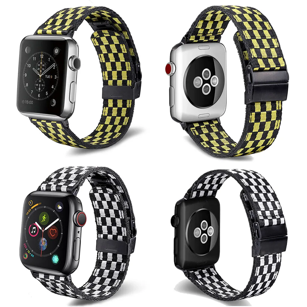 Фото Подходит для Apple Watch 6, черный, белый, черный, желтый нейлоновый ремешок, серия 5/4/3/2/1, 40/44 мм, 38/42 мм, пряжка из нержавеющей стали №5