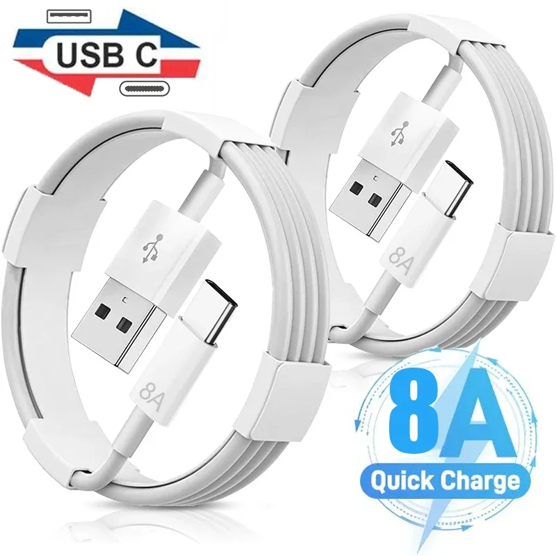 8A USB-кабель для зарядного устройства типа C для iPhone iPad Samsung Xiaomi Huawei OPPO Tablet Универсальный шнур USB-C Линия быстрой зарядки