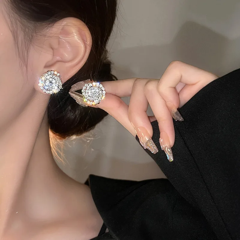 Серьги-гвоздики Huitan женские с фианитами, роскошные модные ювелирные украшения для свадьбы, помолвки, хороший подарок на день рождения (art.: 3920c3a68d018) - 3920c3a68d018