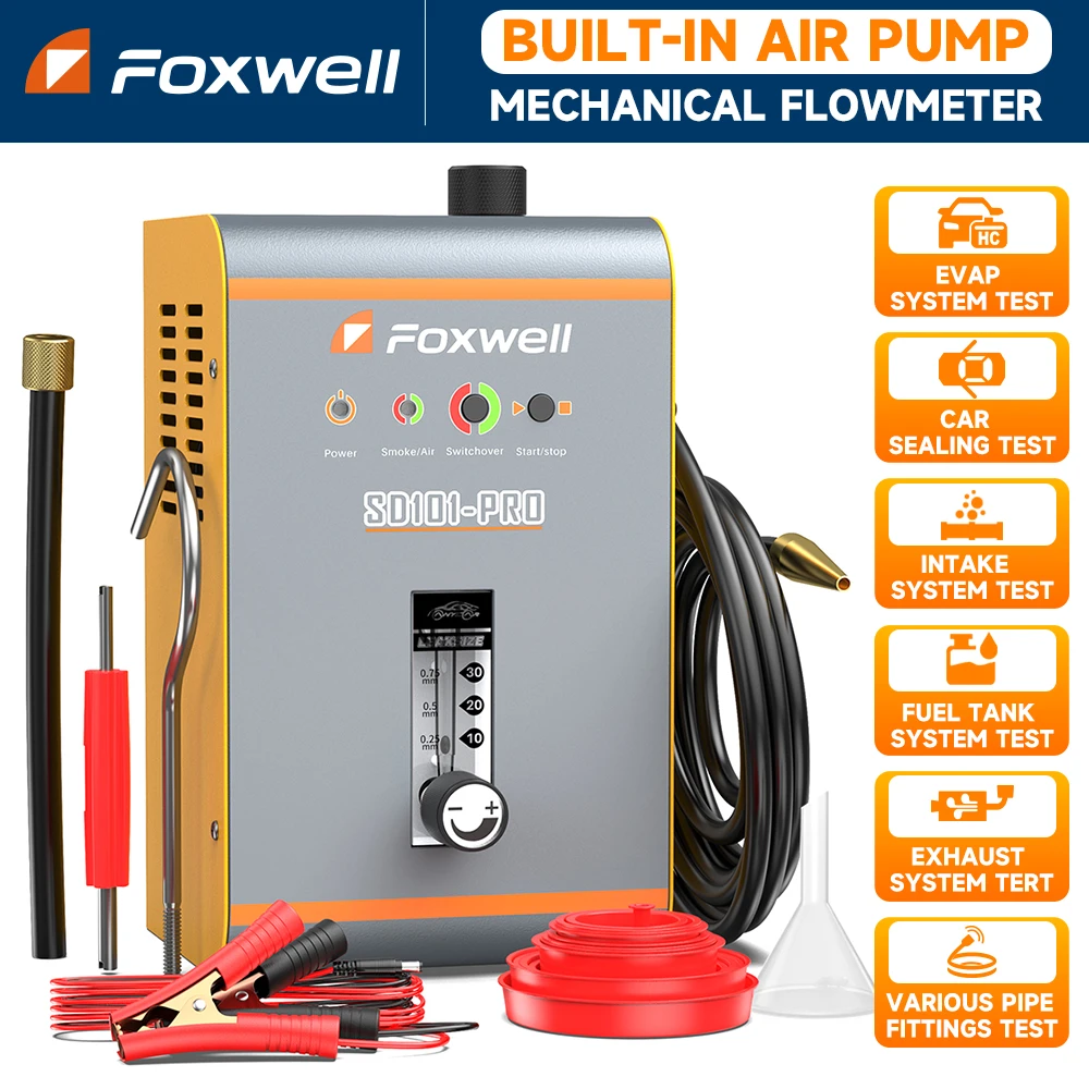FOXWELL SD101 PRO автомобильный детектор утечки дыма EVAP, вакуумный диагностический инструмент для утечки EVAP, анализатор утечки труб для автомобиля