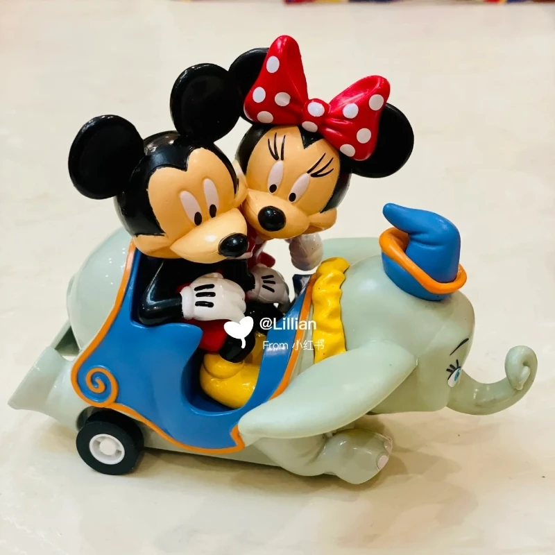 Фото Оригинальный гоночный игрушечный автомобиль Disney, Микки, Минни, Дамбо, Ститч, аниме фигурки, милые куклы-головоломки, Рождественский подарок №2