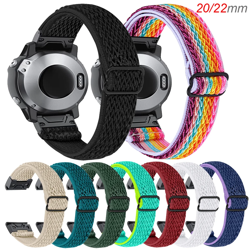 Новый эластичный нейлоновый ремешок 20 22 мм для Garmin Fenix 7 6S 5 Plus подход S62 S60, Плетеный ремешок для часов, ремешок для Forerunner 945 935