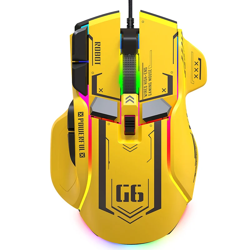Фото Горячая Распродажа HXSJ G6 1000 Гц RGB 12800 Механическая программируемая Регулируемая макро игровая мышь с 10 кнопками для игрового настольного ПК №2