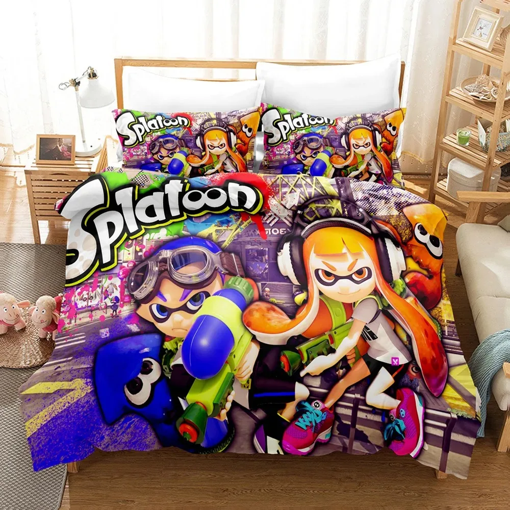 2014 комплект постельного белья Splatoon, одинарный, полный, королевский размер, Kawaii, комплект постельного белья для мальчиков и девочек, комплекты пододеяльников для спальни подростков, 3D принт