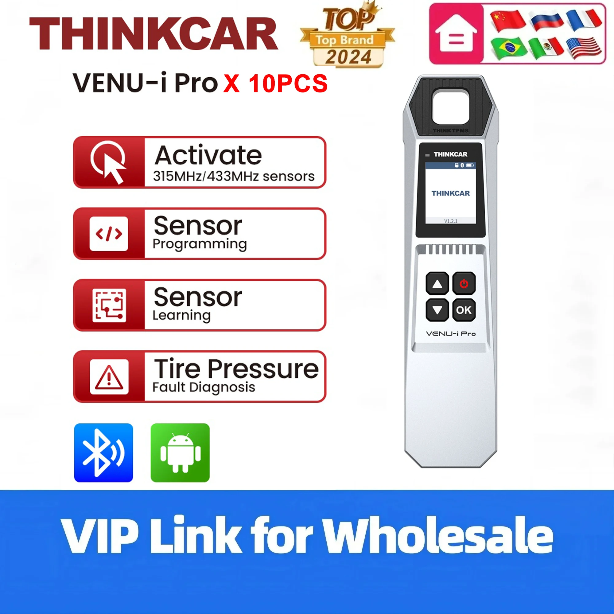 10 шт. Thinkcar VENU IPRO инструменты для проверки давления в шинах система TPMS считыватель автомобильных кодов инструменты для программирования датчиков для 689BT VO7S