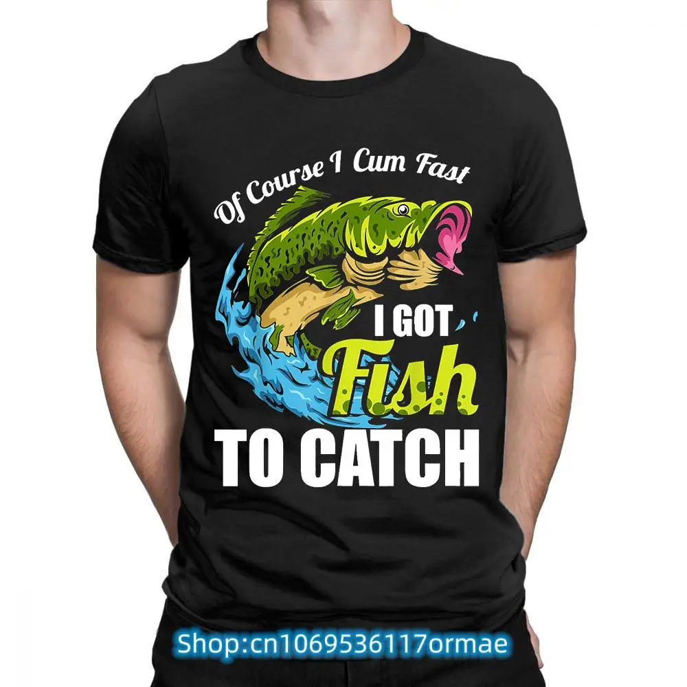 Tentu Saja Saya CUM Cepat Saya Dapat Ikan for pripria Leher O Kaus Musim Panas Kaus Lengan Pendek Atasan T shirt