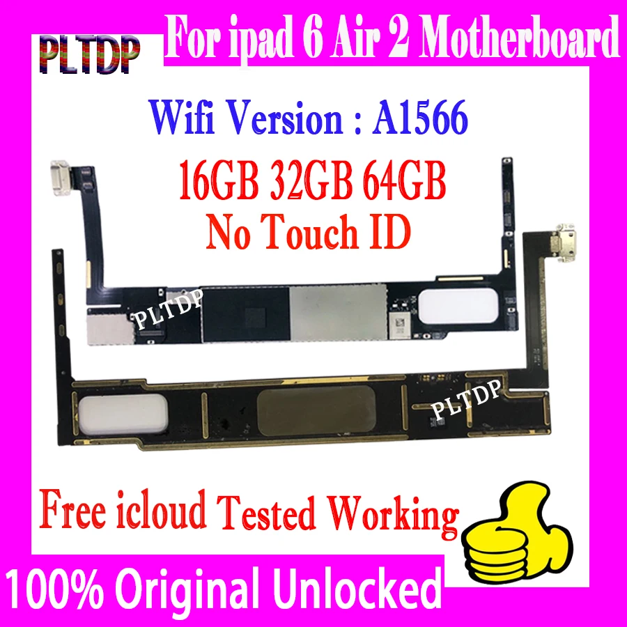 A1566 WIFI версия для iPad 6 Air 2 материнская плата 16 ГБ 32 ГБ 64 ГБ с системой IOS оригинальная разблокированная Строительная логическая плата