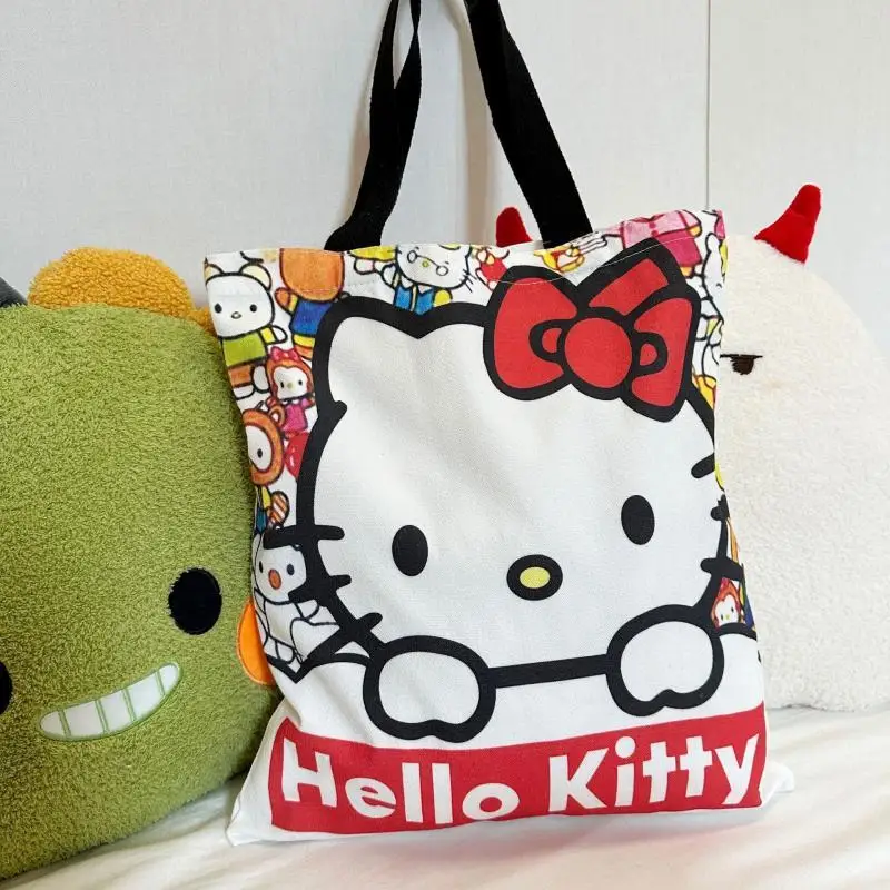 Фото Холщовая сумка Sanrio Hello Kittys Tote Bag Сумка Go To School Bag Niche Underarm One Shoulder Cartoon Cute Sweet Fresh Girl New №4